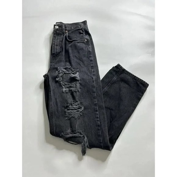 BDG Urban Outfitters Jeans Womens 27 High-Rise Baggy Black Distressed Straight - Picture 1 of 8